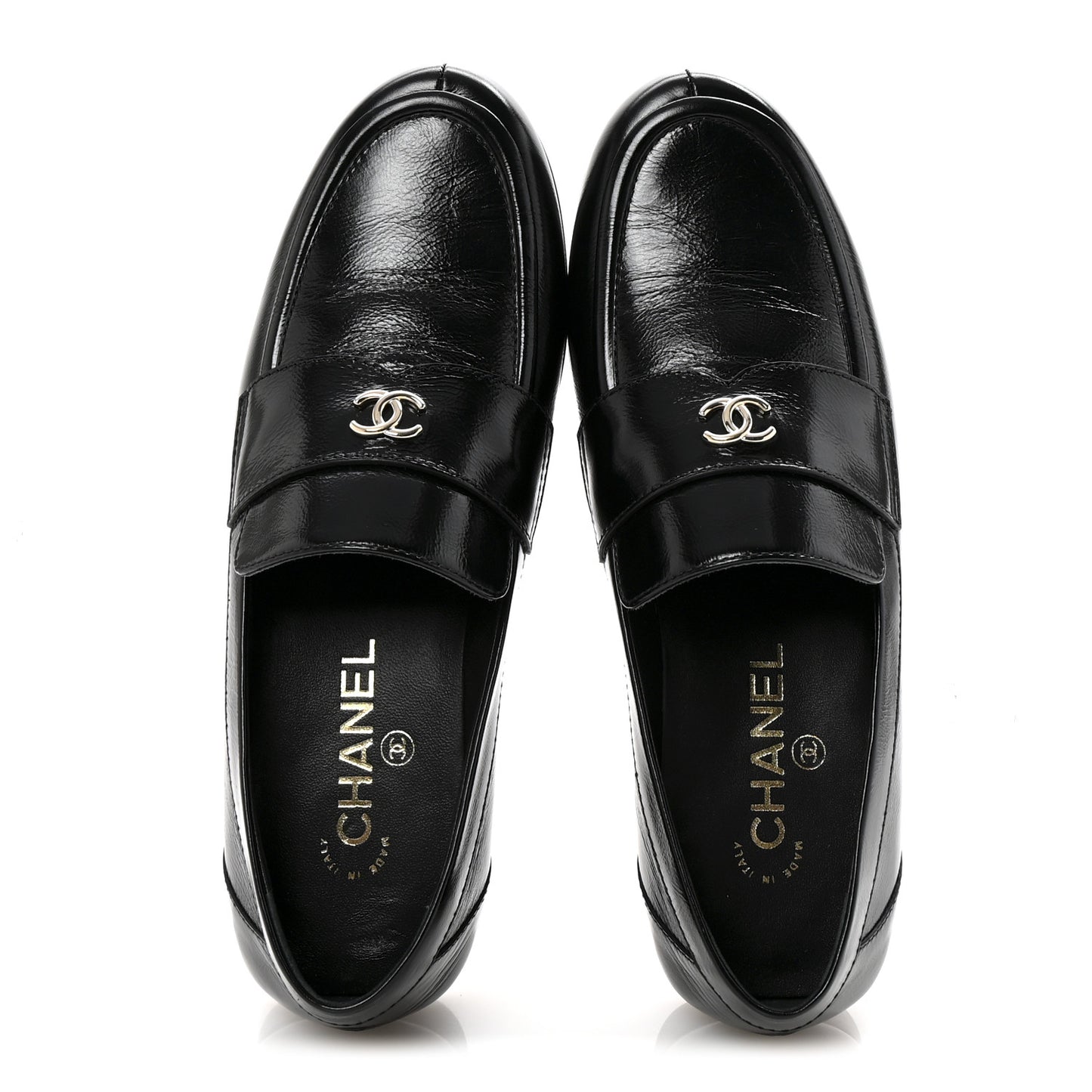 Calfskin CC Moccasin Loafers 38.5 Black