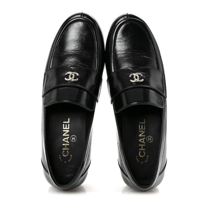 Chanel Calfskin CC Moccasin Loafers 38.5 Black 4 of 20