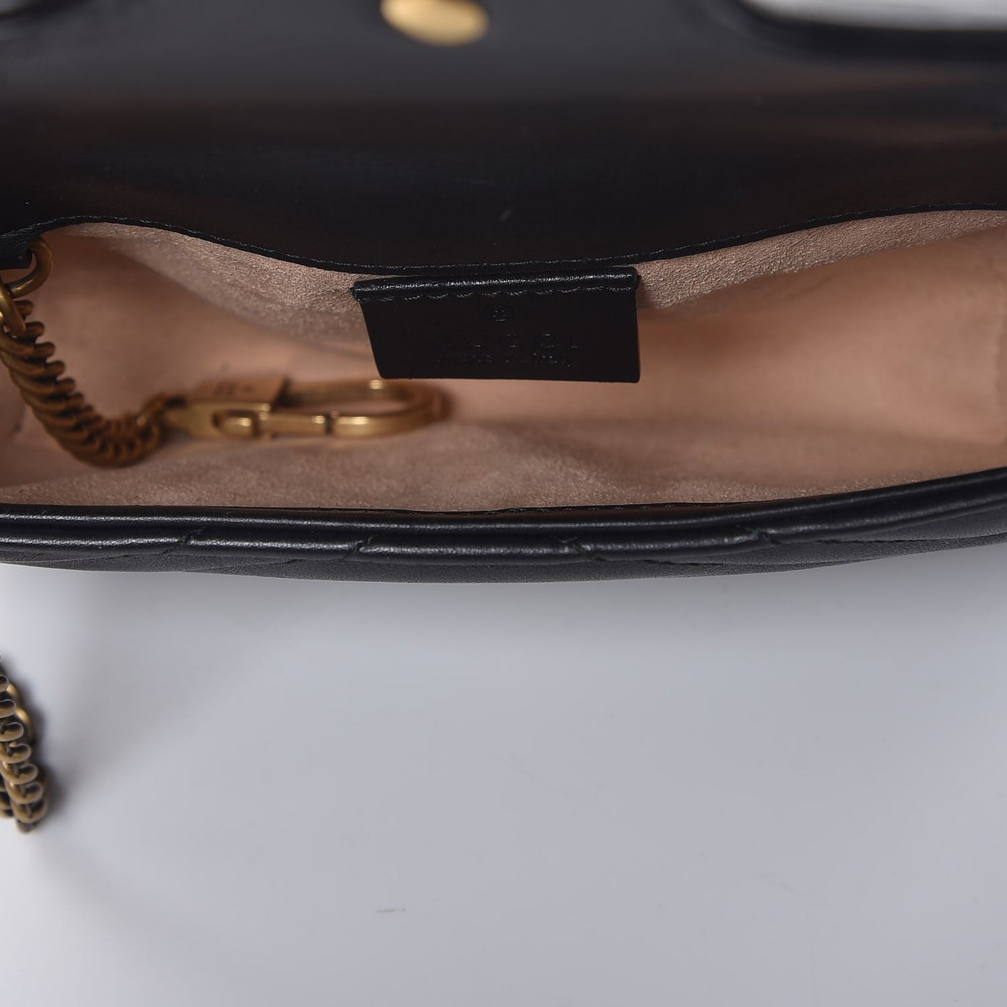 Calfskin Matelasse Super Mini GG Marmont Shoulder Bag Black