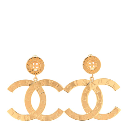 Chanel Metal Large Paris Button Earrings Gold 1 of 5