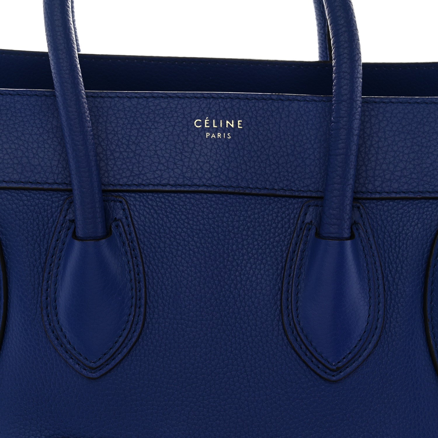 Celine Drummed Calfskin Mini Luggage Indigo 7 of 9