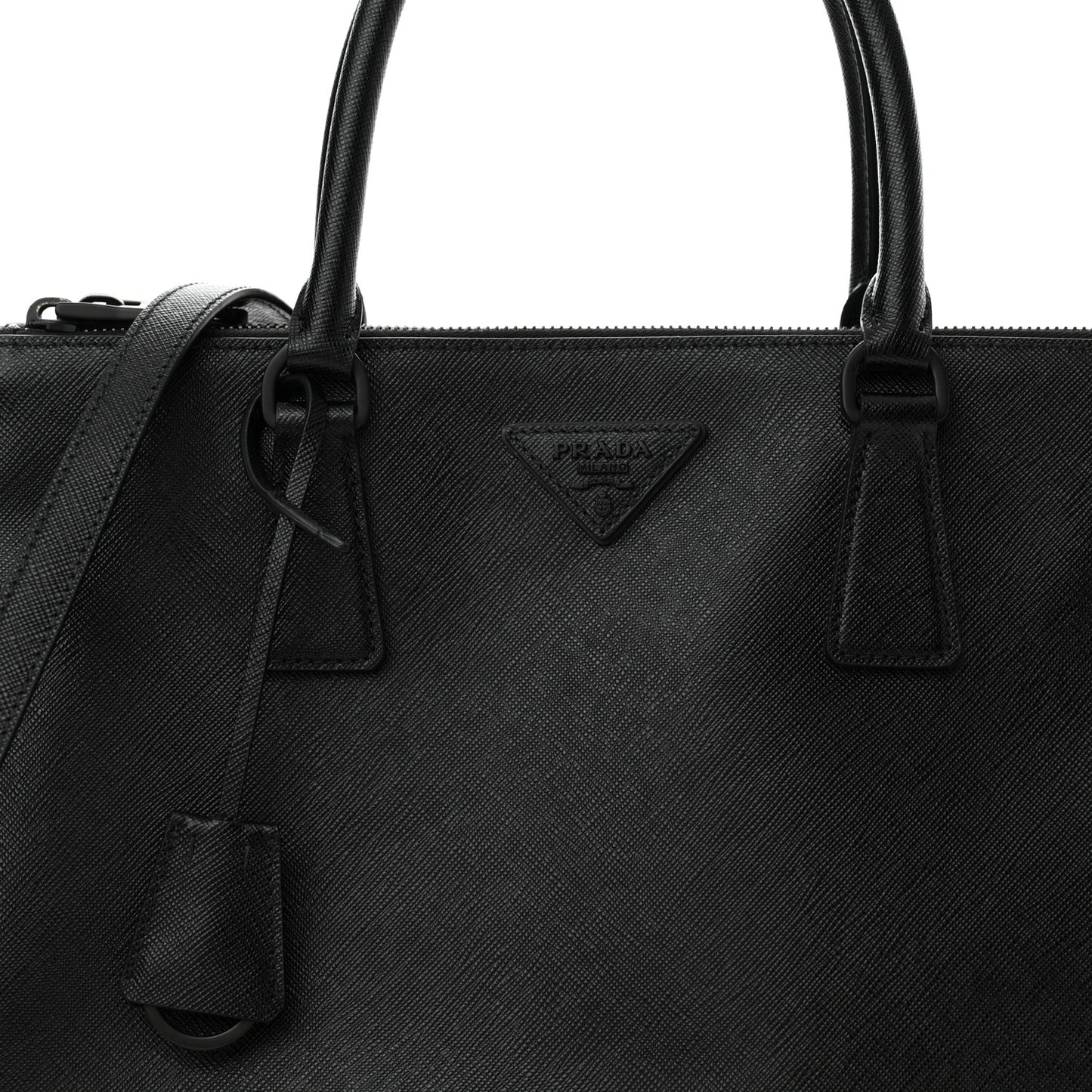 Saffiano Lux Monochrome Large Galleria Double Zip Tote Black