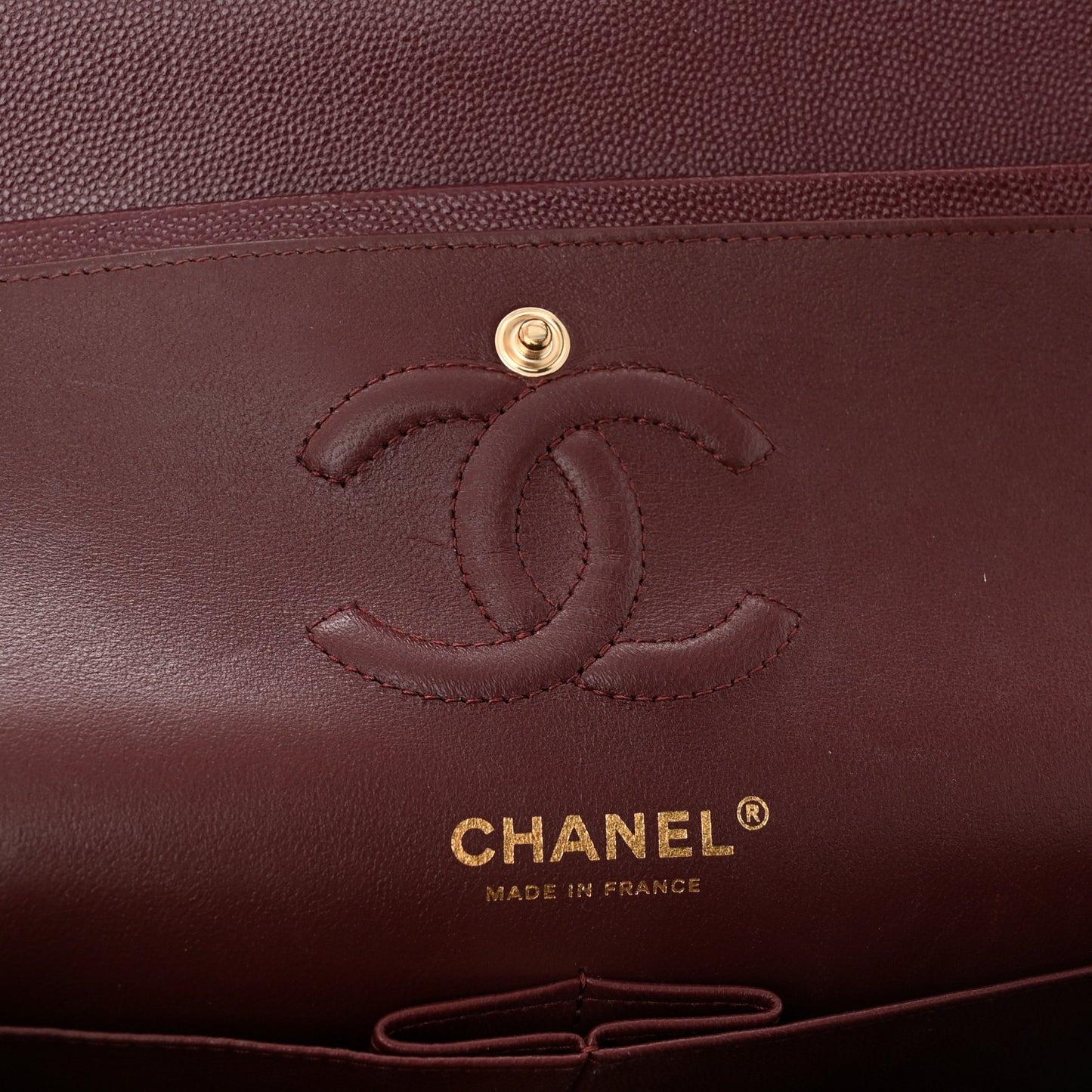 Caviar Quilted Small Double Flap Burgundy