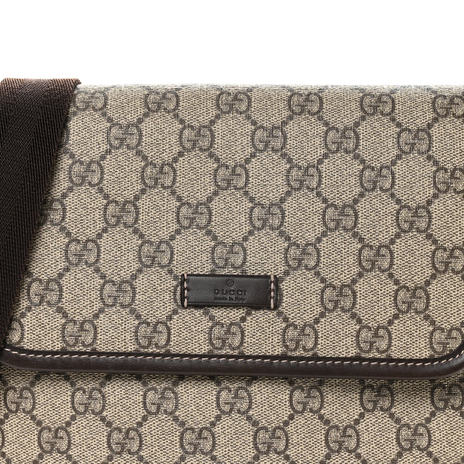 Gucci GG Supreme Monogram Selleria Calfskin Small Flap Messenger Bag Beige Ebony Cocoa Dark Chocolate 8 of 10