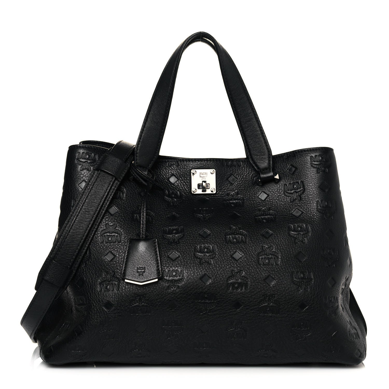 MCM Calfskin Ottomar Monogram Large Essential Tote Black 1 of 14