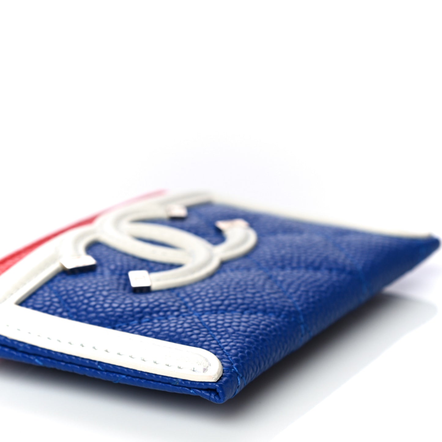 Caviar Quilted Filigree Card Holder Blue White Red