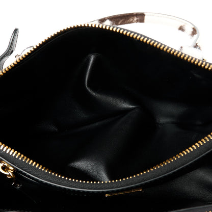 Prada Calf Hair Stampata Cow Medium East West Galleria Double Zip Bag White Moro 6 of 12