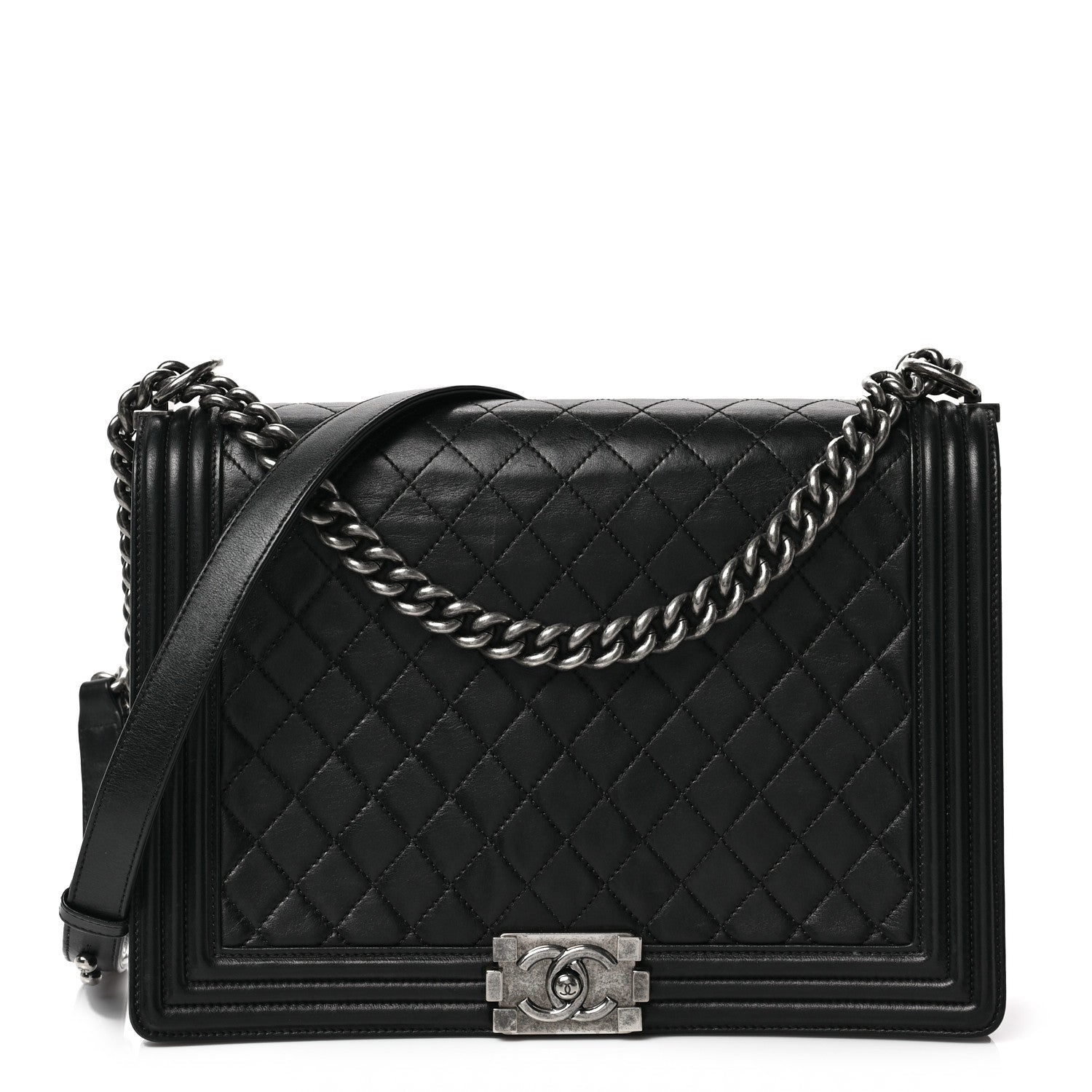 Chanel Lambskin Quilted Large Boy Flap Black 1 of 7
