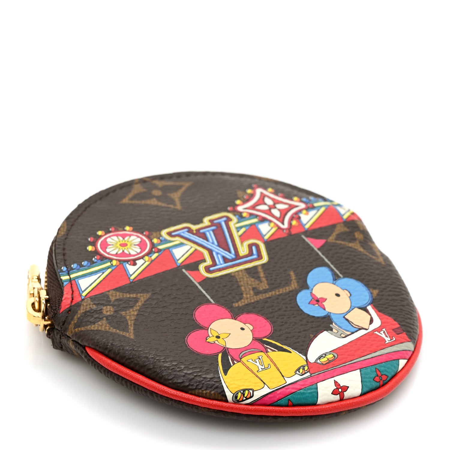 Louis Vuitton Monogram 2020 Christmas Animation Bumper Cars Round Coin Purse Coquelicot 4 of 8