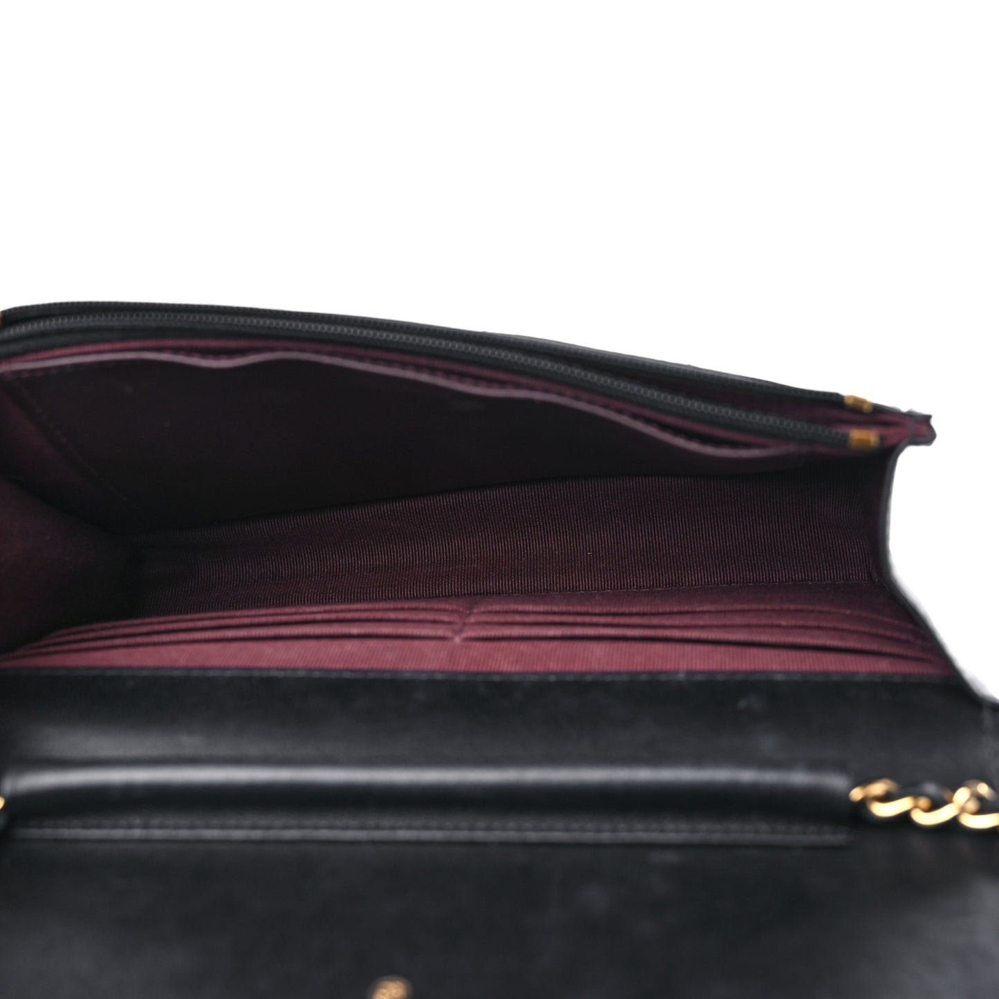 Lambskin Quilted Wallet On Chain WOC Black