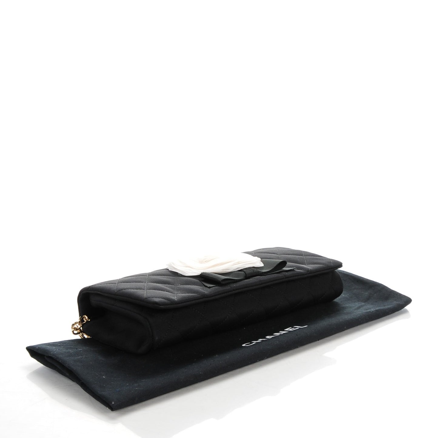 Nylon Quilted Camellia Flap Black