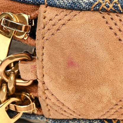 Saint Laurent Suede Denim Quilted Mini Becky Double Zip Bag Blue Cinnamon 15 of 15