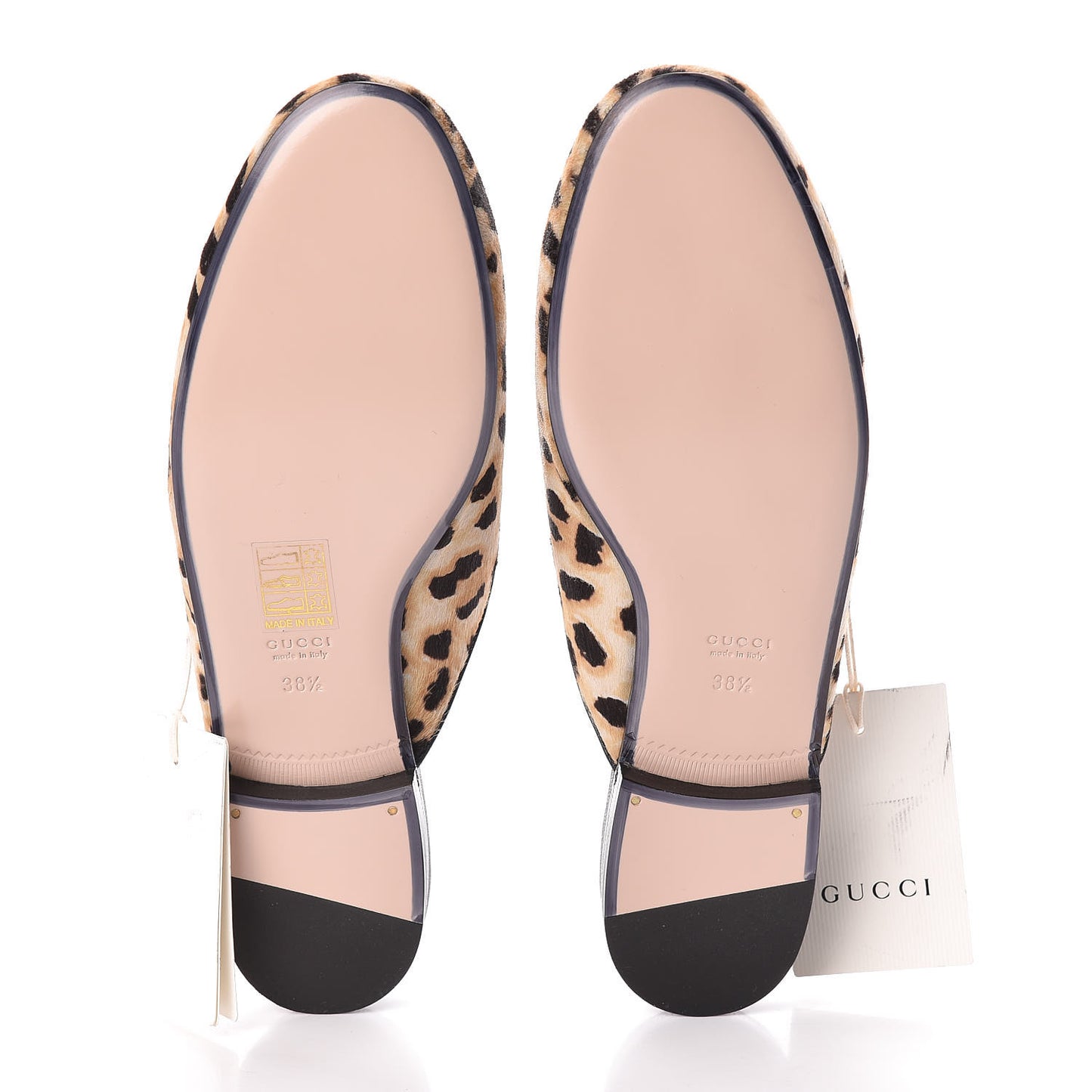 Calf Hair Leopard Print Womens Princetown Slippers 38.5 Naturale Black