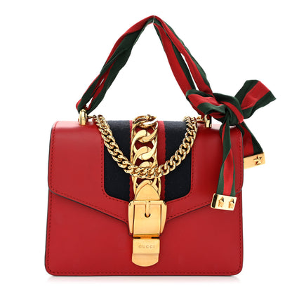 Gucci Calfskin Mini Sylvie Chain Shoulder Bag Hibiscus Red 1 of 10