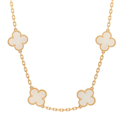 Van Cleef & Arpels 18K Yellow Gold Mother of Pearl 10 Motifs Vintage Alhambra Necklace 1 of 4