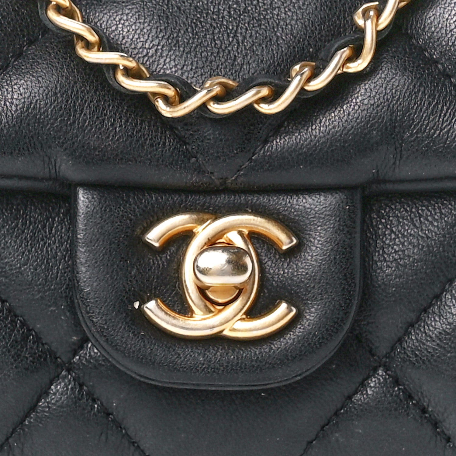 Chanel Calfskin Quilted Lady Handle Flap Card Holder With Chain Black 11 of 14