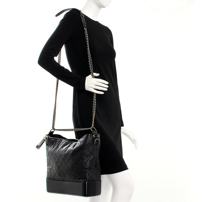 Chanel Aged Calfskin Quilted Large Gabrielle Hobo Black 2 of 13