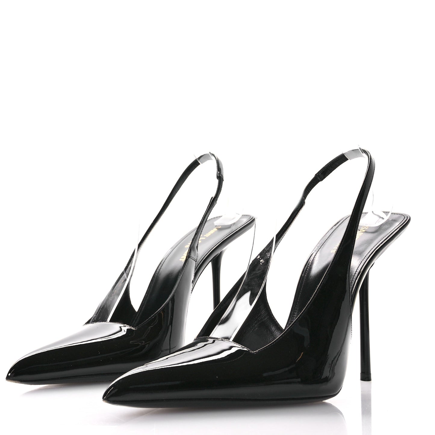 Patent Calfskin Kiss 105 Slingback Pumps 41 Black