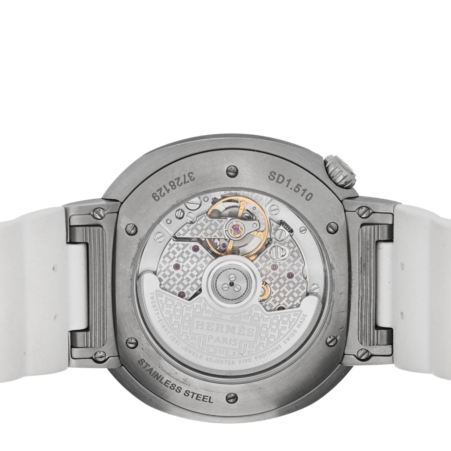 Hermes Stainless Steel Rubber 36mm Cut Automatic Watch Blanc 4 of 5