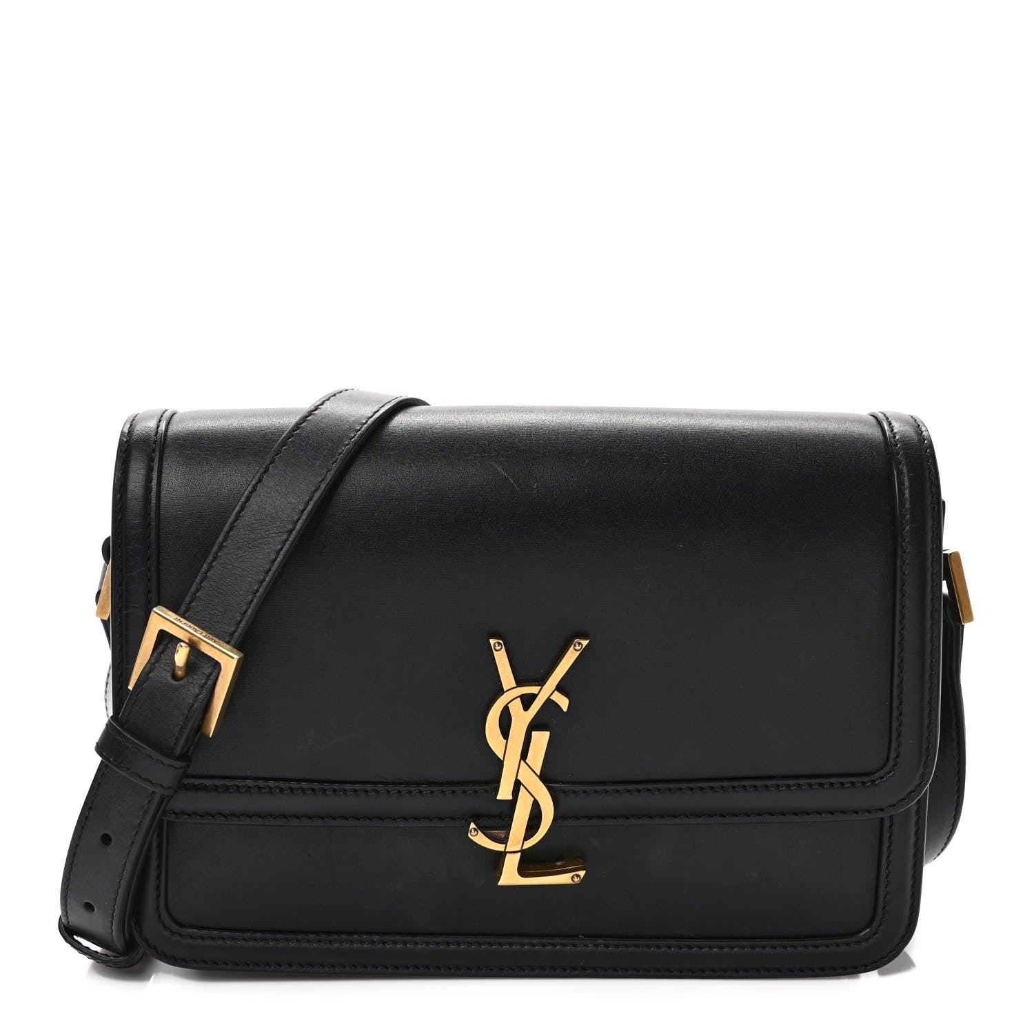 Saint Laurent Box Calfskin Monogram Medium Solferino Satchel Black 1 of 12