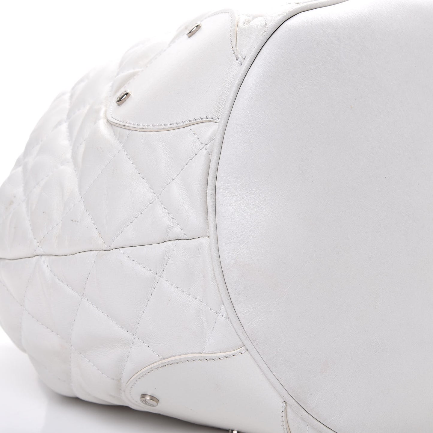 Calfskin Quilted Bucket Shoulder Bag White