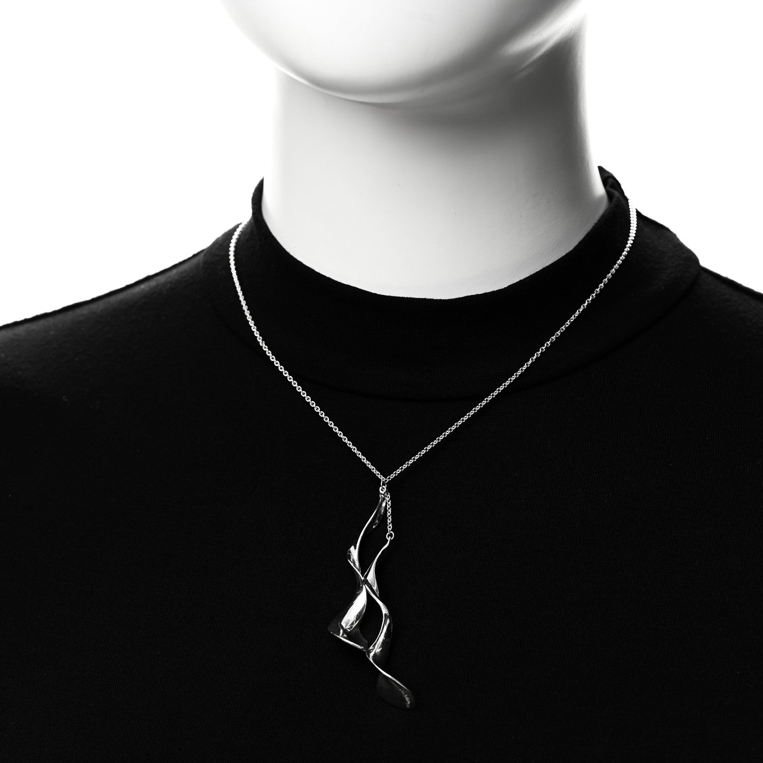 Tiffany Sterling Silver Frank Gehry Double Orchid Pendant Necklace 2 of 7