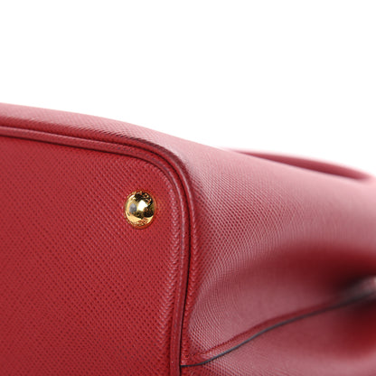 Prada Saffiano Cuir Medium Double Bag Rosso 12 of 13