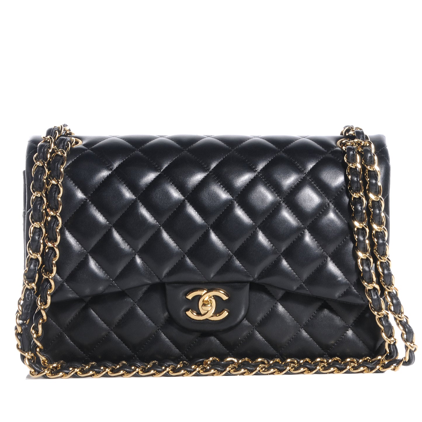 Lambskin Jumbo Double Flap Black