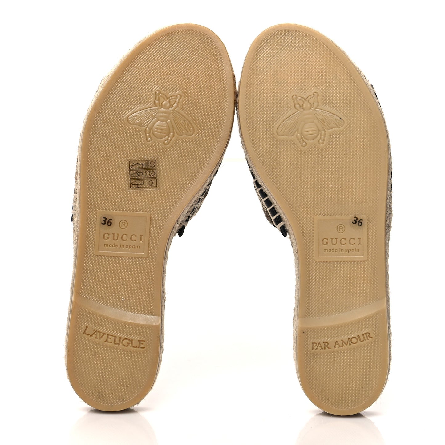 Monogram Matelasse GG Marmont Espadrille 20mm Slide Sandals 36 Beige Ebony Black