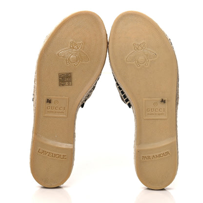 Gucci Monogram Matelasse GG Marmont Espadrille 20mm Slide Sandals 36 Beige Ebony Black 5 of 9