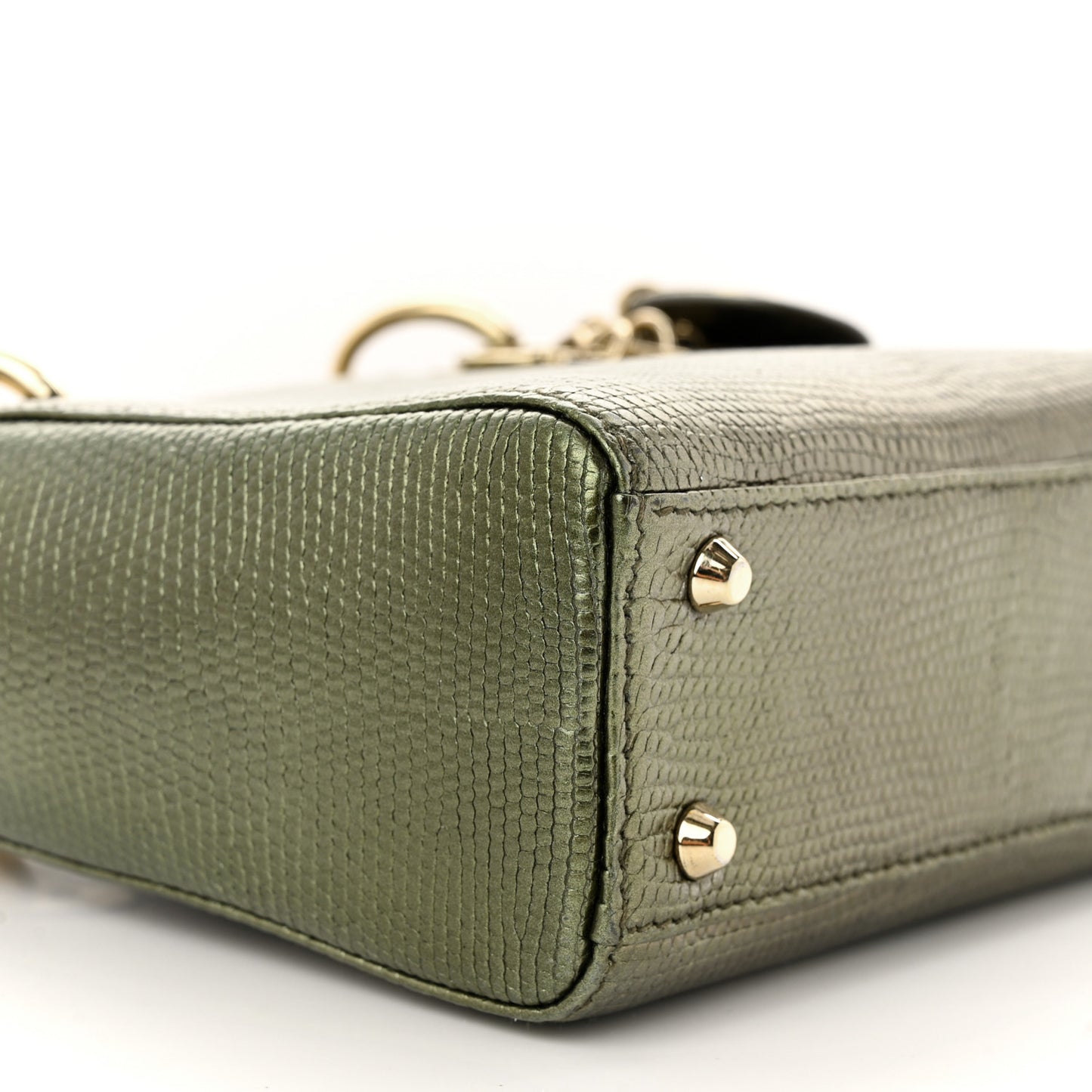 Metallic Lizard Mini Lady Dior Green