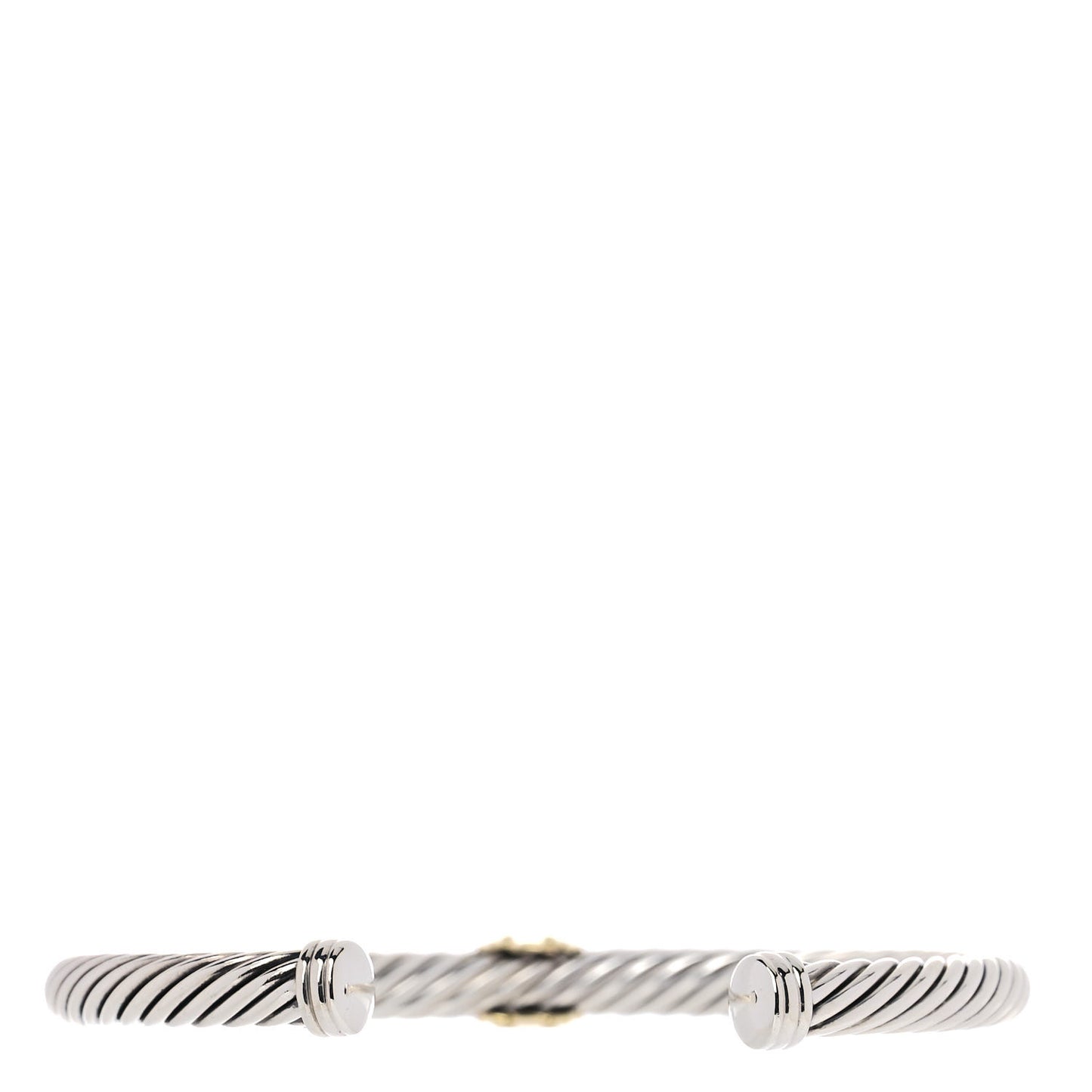 Sterling Silver 18K Yellow Gold Diamond 5mm Cable Classics Single Station Bracelet