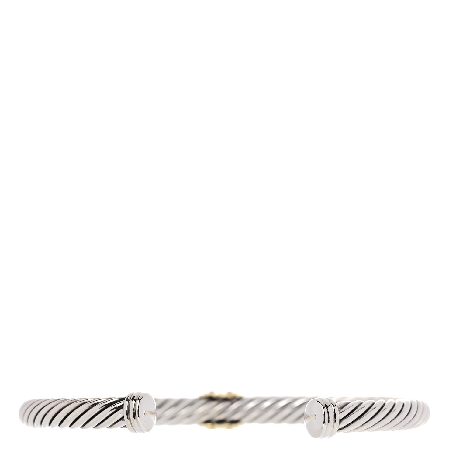 David Yurman Sterling Silver 18K Yellow Gold Diamond 5mm Cable Classics Single Station Bracelet 2 of 4
