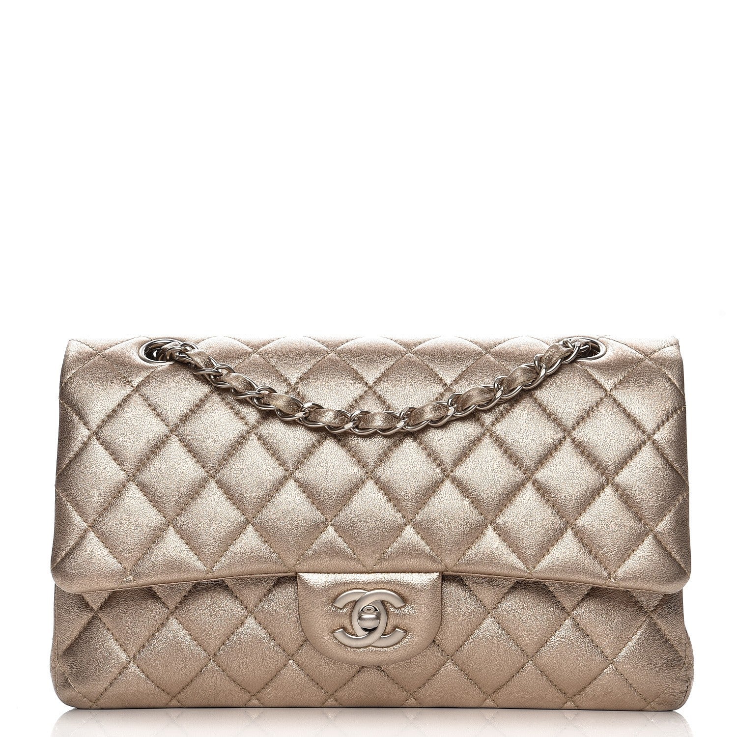 Chanel Metallic Lambskin Quilted Medium Double Flap Light Gold 1 of 8