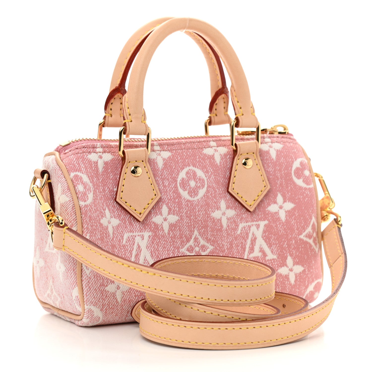 Louis Vuitton Monogram Jacquard Denim Nano Speedy Bandouliere Pink 3 of 9