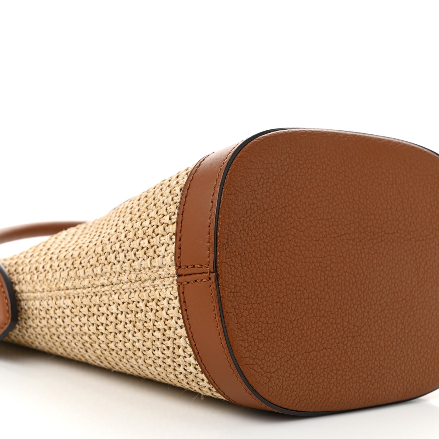 Kitted Raffia Petit Bucket Caramel