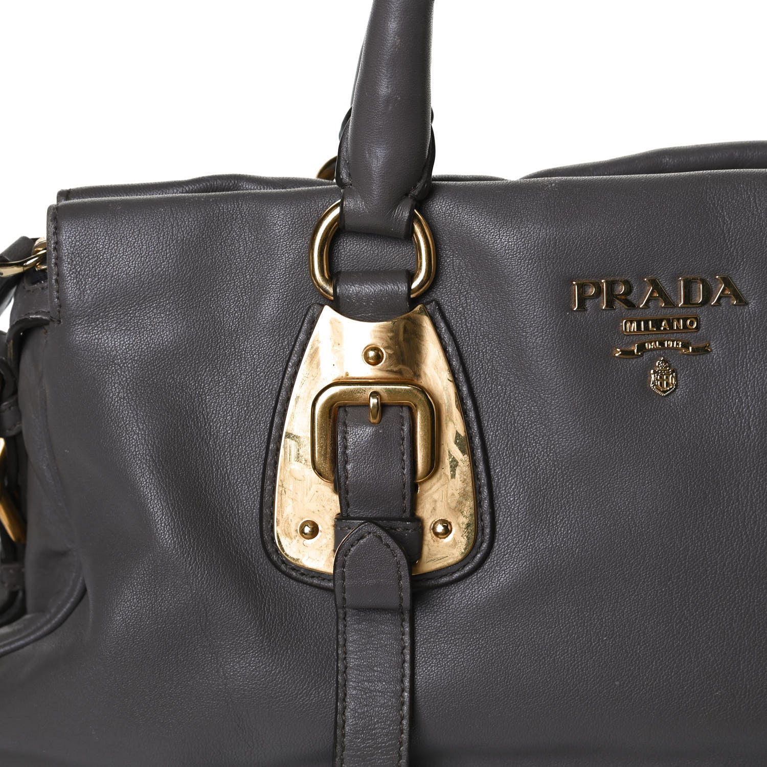 Prada Soft Calf Shopping Satchel Bag Bambu 14 of 27