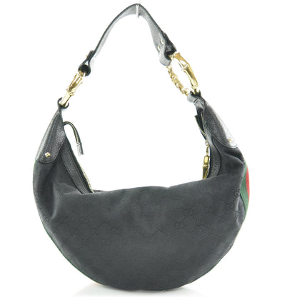 Gucci Monogram Web Bamboo Ring Hobo Black 4 of 8