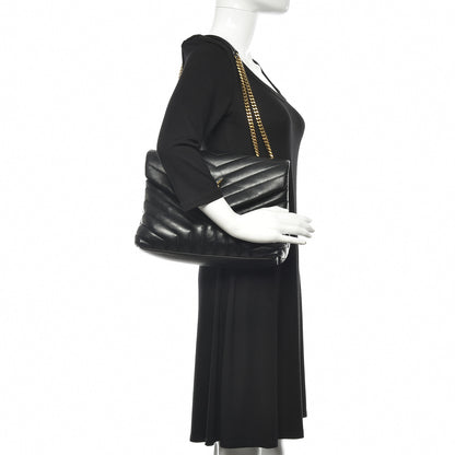 Saint Laurent Calfskin Y Quilted Monogram Medium Loulou Chain Satchel Black 2 of 15