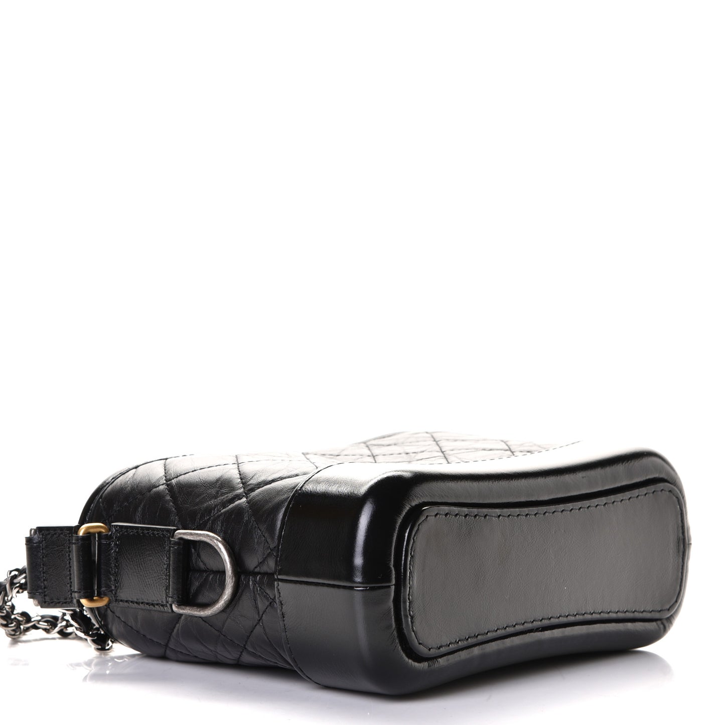 Aged Calfskin Quilted Small Gabrielle Hobo Black