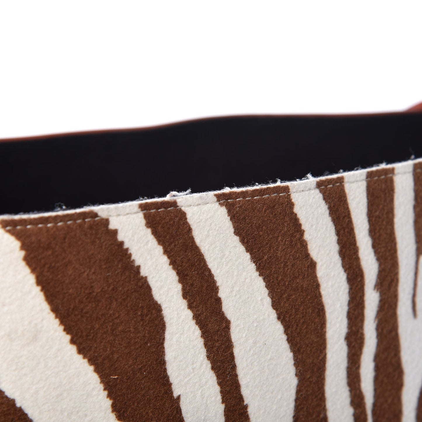 Shiny Smooth Calfskin Zebra Printed Calf Hair Small Twisted Cabas Chalk Brick