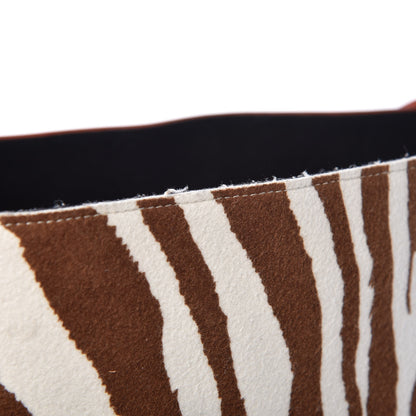 Celine Shiny Smooth Calfskin Zebra Printed Calf Hair Small Twisted Cabas Chalk Brick 13 of 14