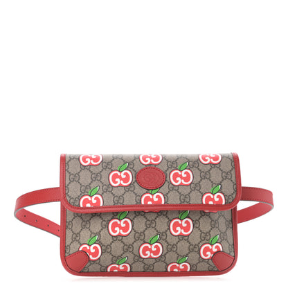 Gucci GG Supreme Monogram Apple Interlocking G Belt Bag Beige Multicolor Lobster Red 1 of 11