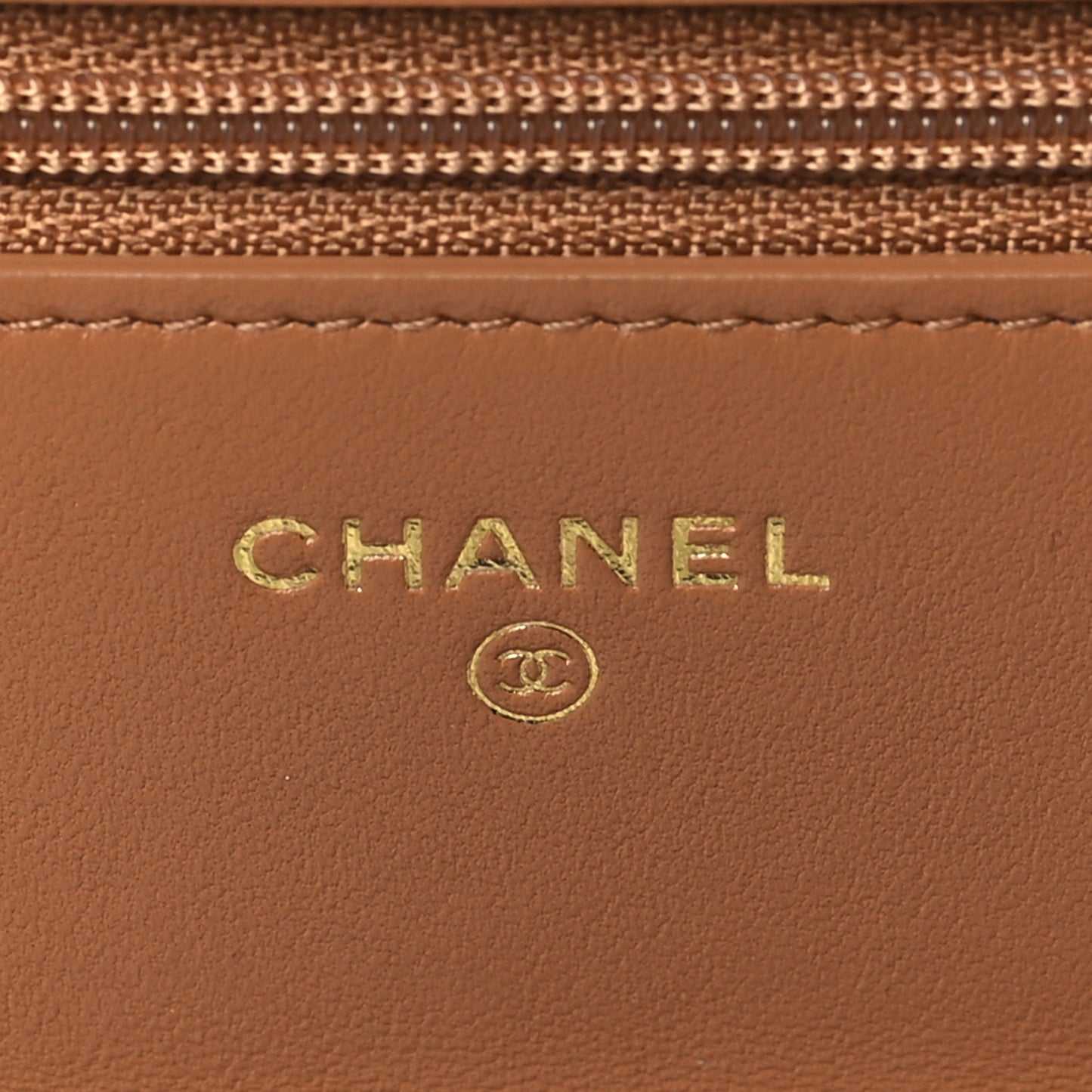 Lambskin Quilted Chanel 19 Wallet On Chain WOC Brown