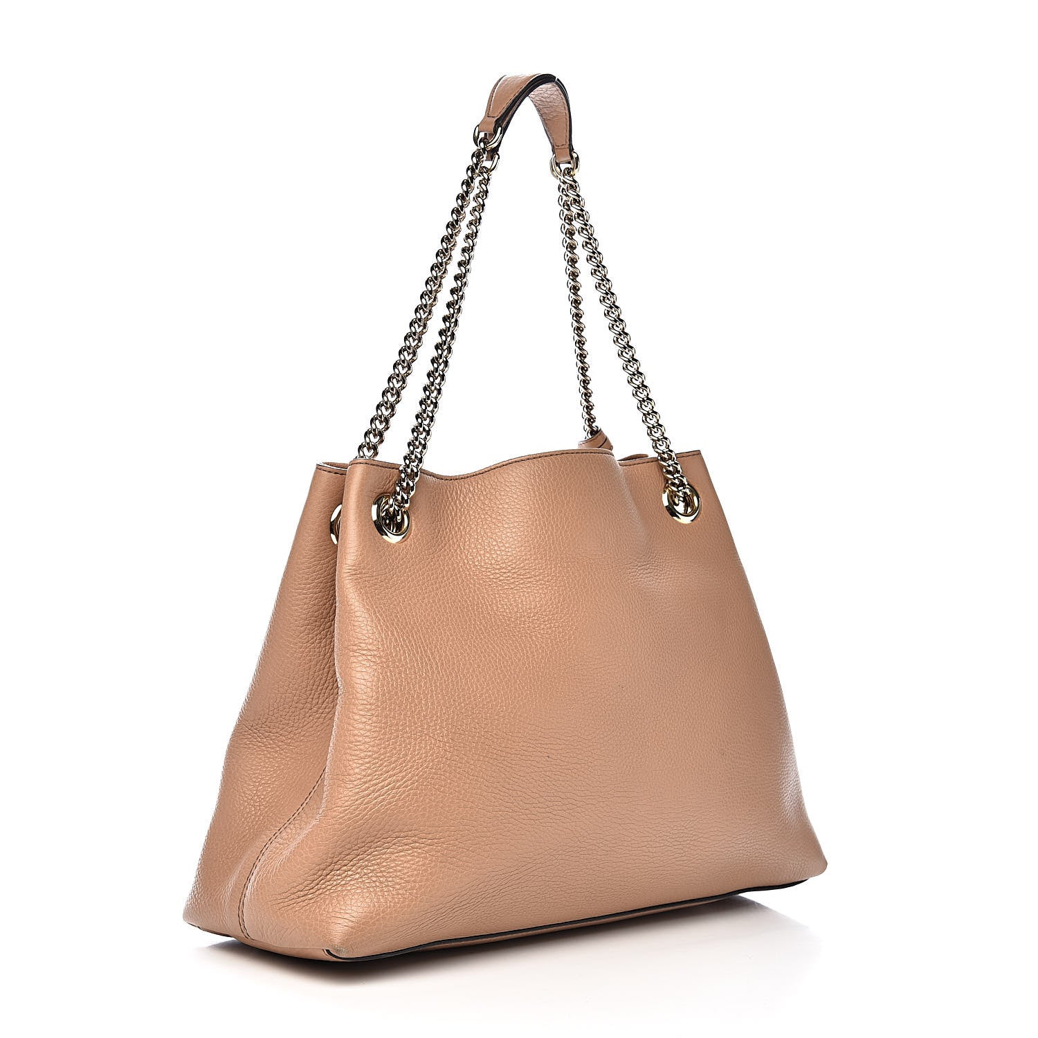 Gucci Pebbled Calfskin Medium Soho Chain Shoulder Bag Rose Beige 3 of 17