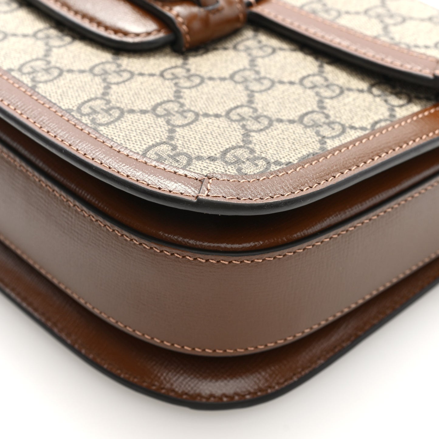 GG Supreme Monogram Horsebit 1955 Shoulder Bag Beige Brown Sugar