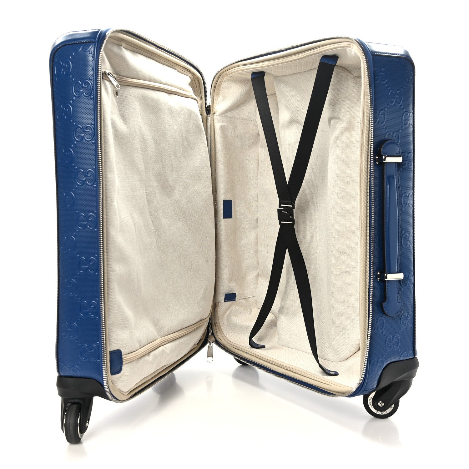 Gucci Calfskin GG Tennis Embossed Small Savoy Cabin Trolley Intense Metal Blue 4 of 9