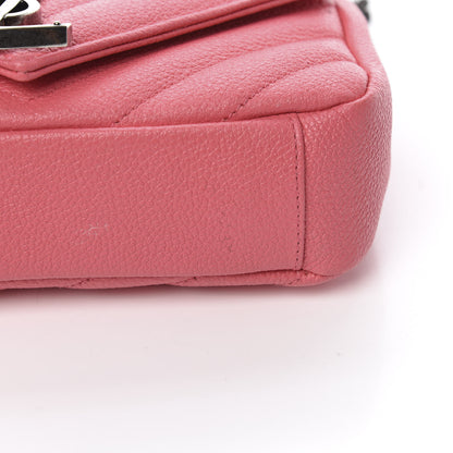 Saint Laurent Grained Calfskin Matelassé Chevron Monogram Classic Baby Chain Bag Rose Dark 12 of 14