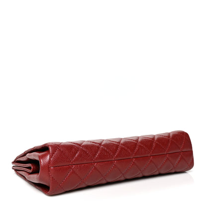 Chanel Caviar Quilted CC Large Clutch Dark Red 3 of 9