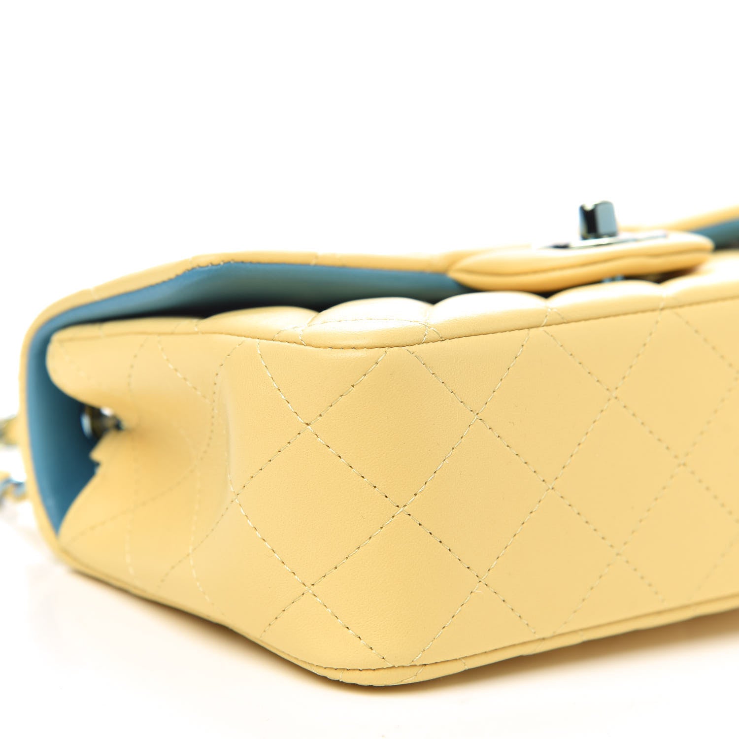 Chanel Lambskin Quilted Mini Rectangular Flap Yellow Blue 10 of 12